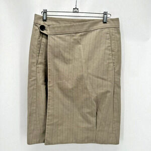 Gary Graham Wrap Pencil Skirt Beige Pin Stripe Size 4 Academia Preppy Capsule